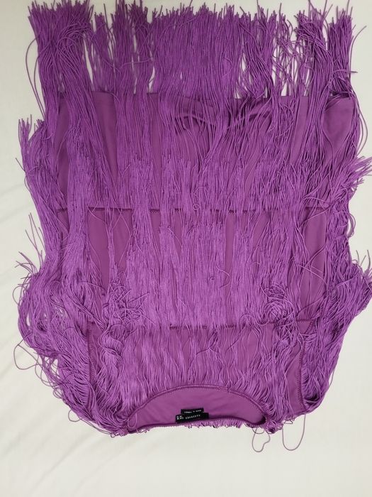 Bluzka z frędzlami ozdobna fioletowa