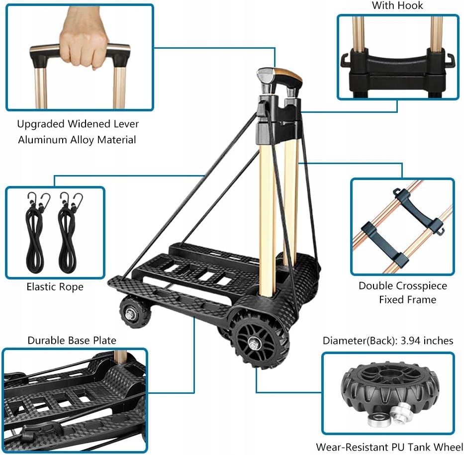 składany wózek ręczny nośność 60 kg czarny