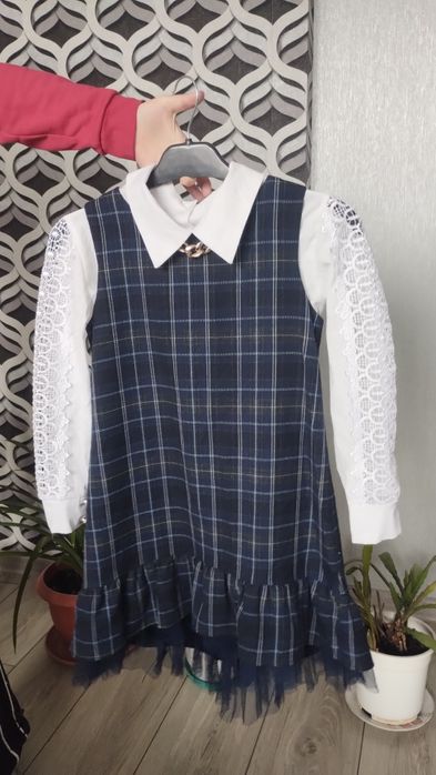 Комплект шкільний сарафан/сукня+блузка
