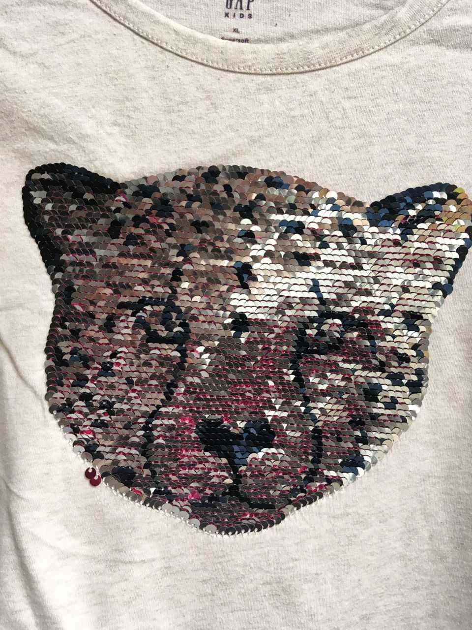 GAP bluzka długi rękaw gepard obracane cekiny 11-12 L 146/152
