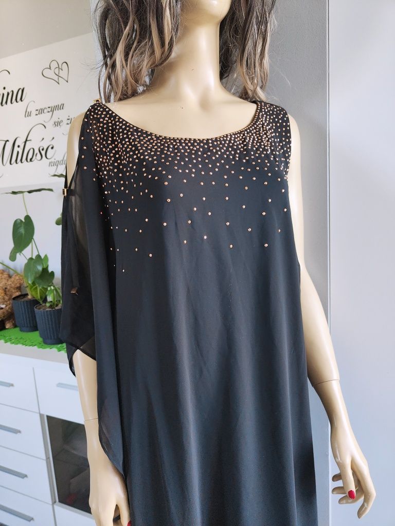 Sukienka koktajlowa luźna wesele impreza plussize rozmiar 52 6 xl