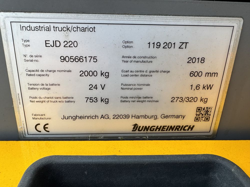Електричний штабелер(візок, рокла) Jungheinrich EJD 220 Німеччина 2018