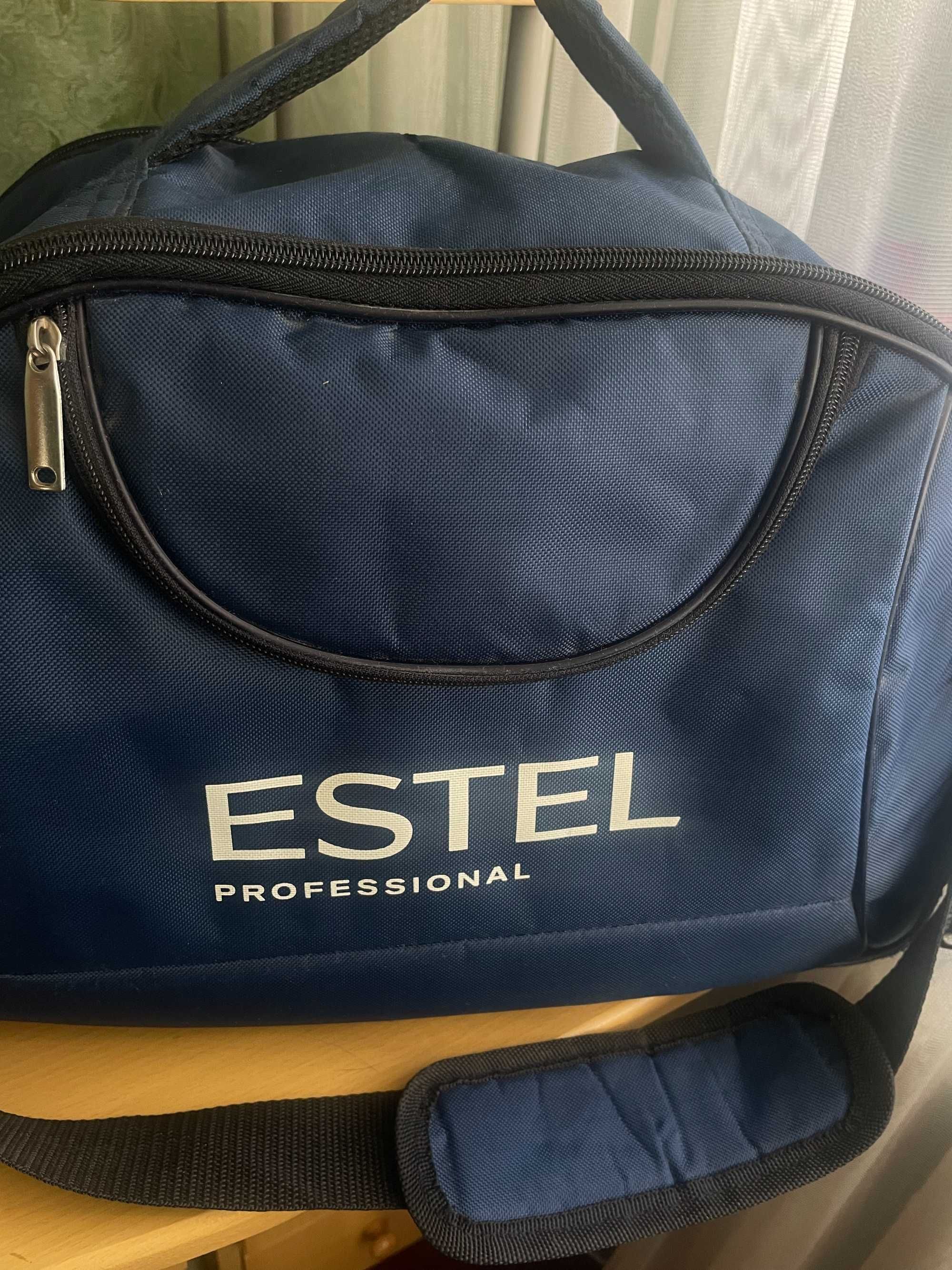Саквояж для косметики Estel Professional овальний з логотипом Синій