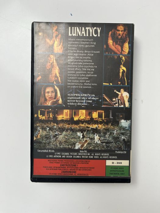 Kaseta VHS Sleepwalkers Lunatycy Stephen King