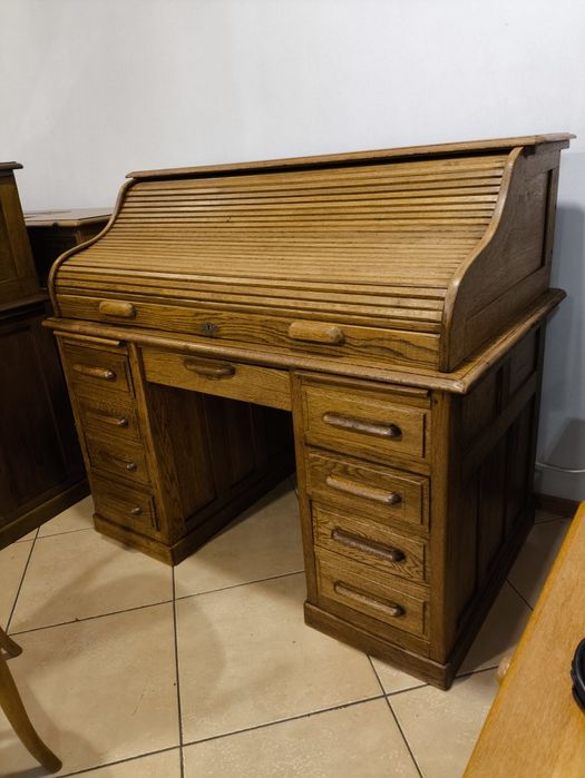 Biurko z roletą / Sekretarzyk drewniany retro + krzesło GRATIS !