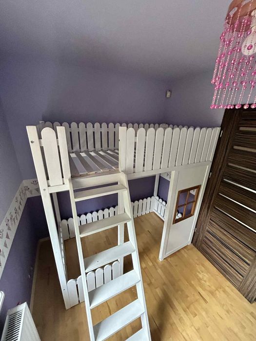 DOMEK Łózko drewniane piętrowe 180x90