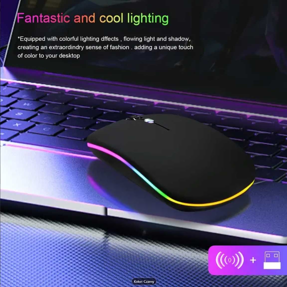 Mysz bezprzewodowa z podświetleniem RGB, regulowanym DPI