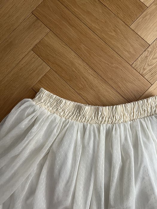 Spódniczka S stradivarius kremowa mini tiulowa rozkloszowana dziewczęc