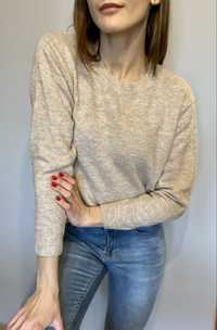 Brązowy sweter S beżowy wełna H&M vintage