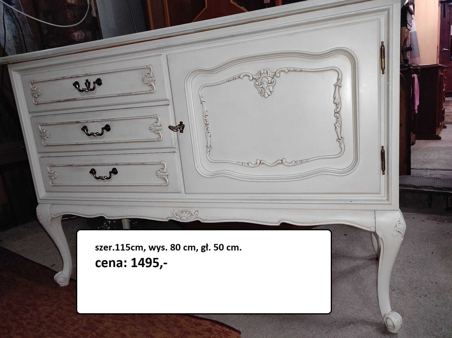 Bardzo ładna komoda stylowa chippendale z Niemiec kolor biały