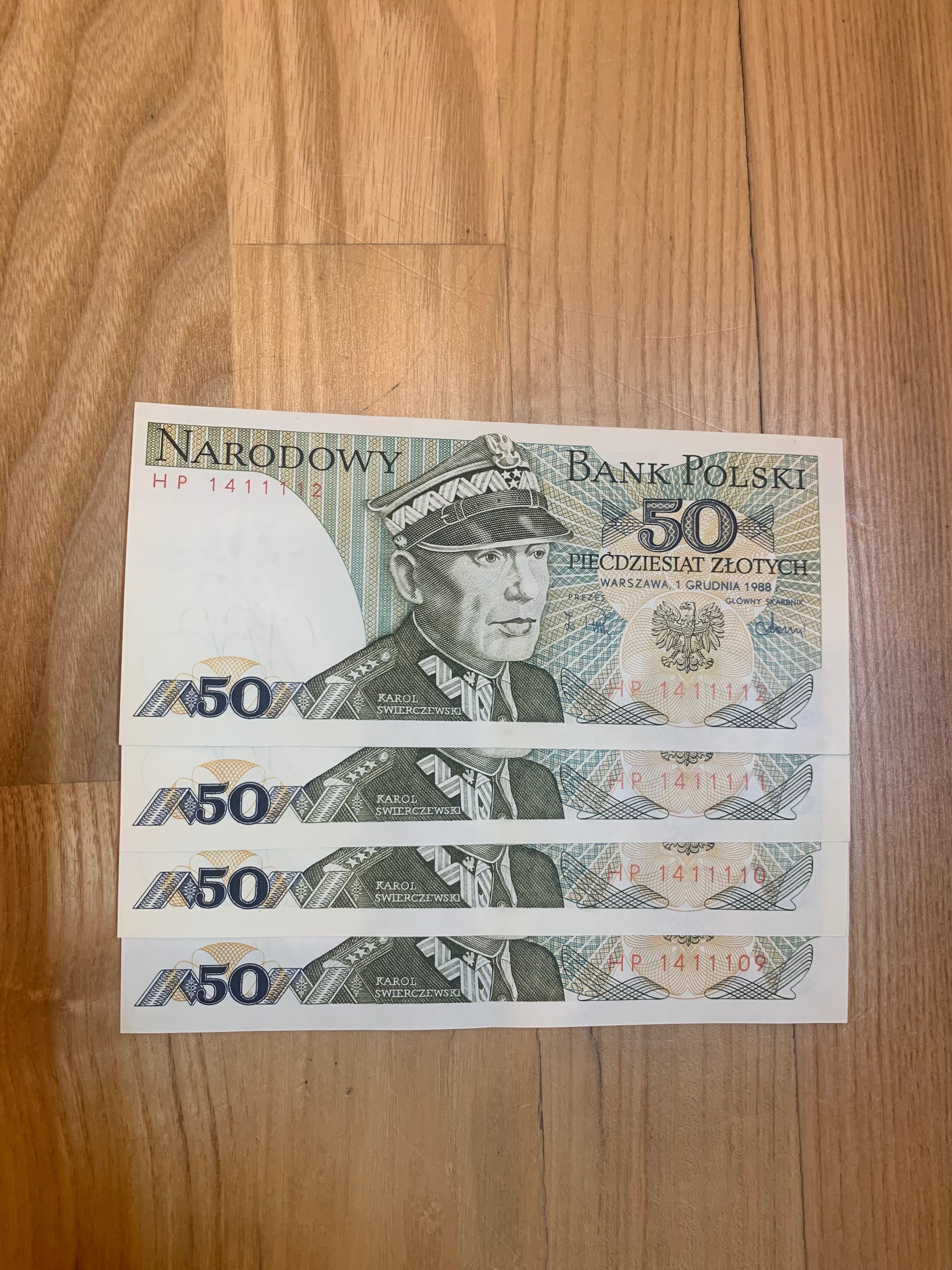 Banknot PRL 50 zł stan UNC kolejne numery