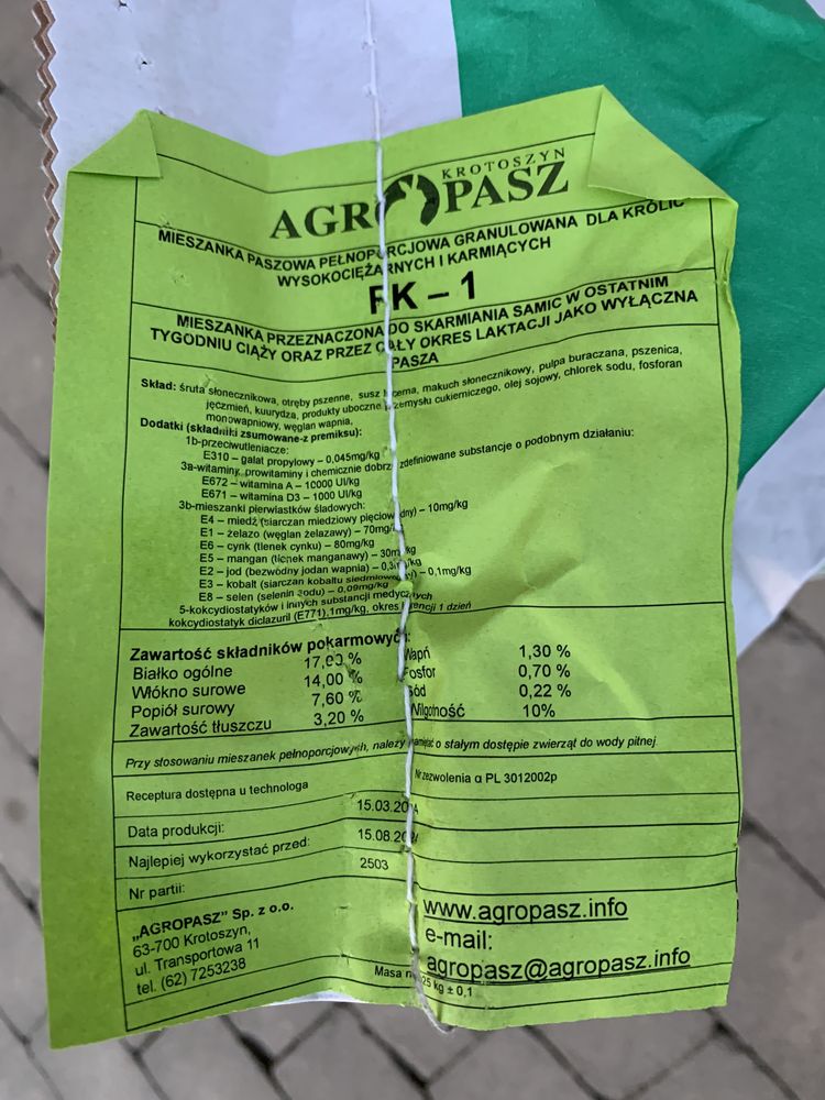 Pasza dla królików Agropasz