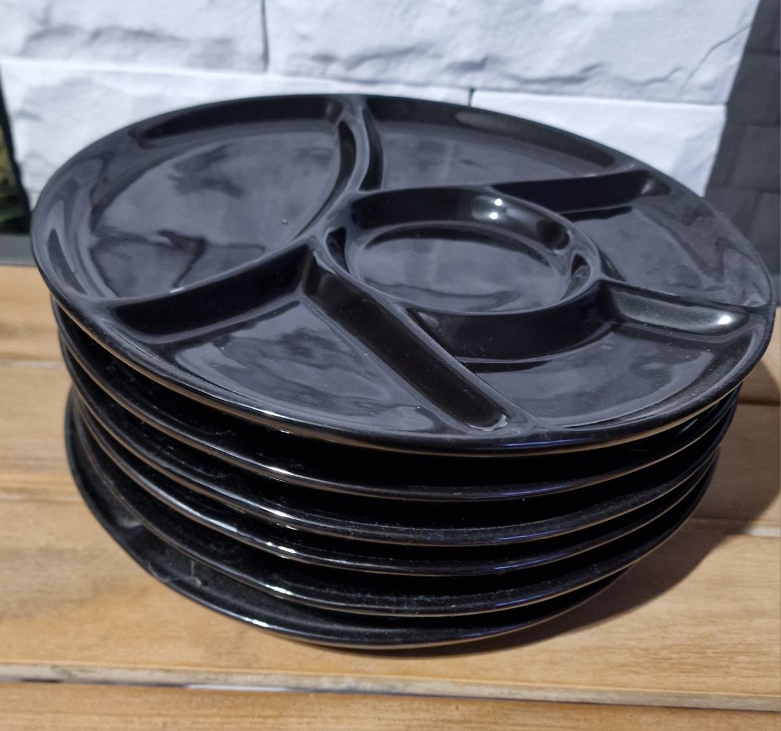 Talerze 6szt, czarne, śr 23cm