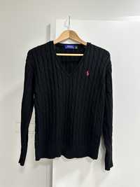 Czarny sweter Polo Ralph Lauren rozowe logo