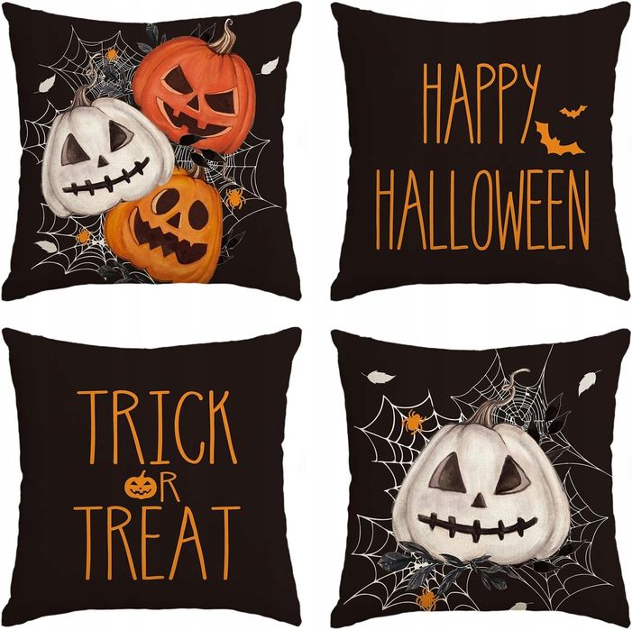 Poszewki Na Poduszki Dekoracyjne Na Halloween 45 X 45 Cm 4 Sztuki