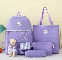 рюкзак, Набор 4в1 новый хороший Фиолетовый цвет комплект