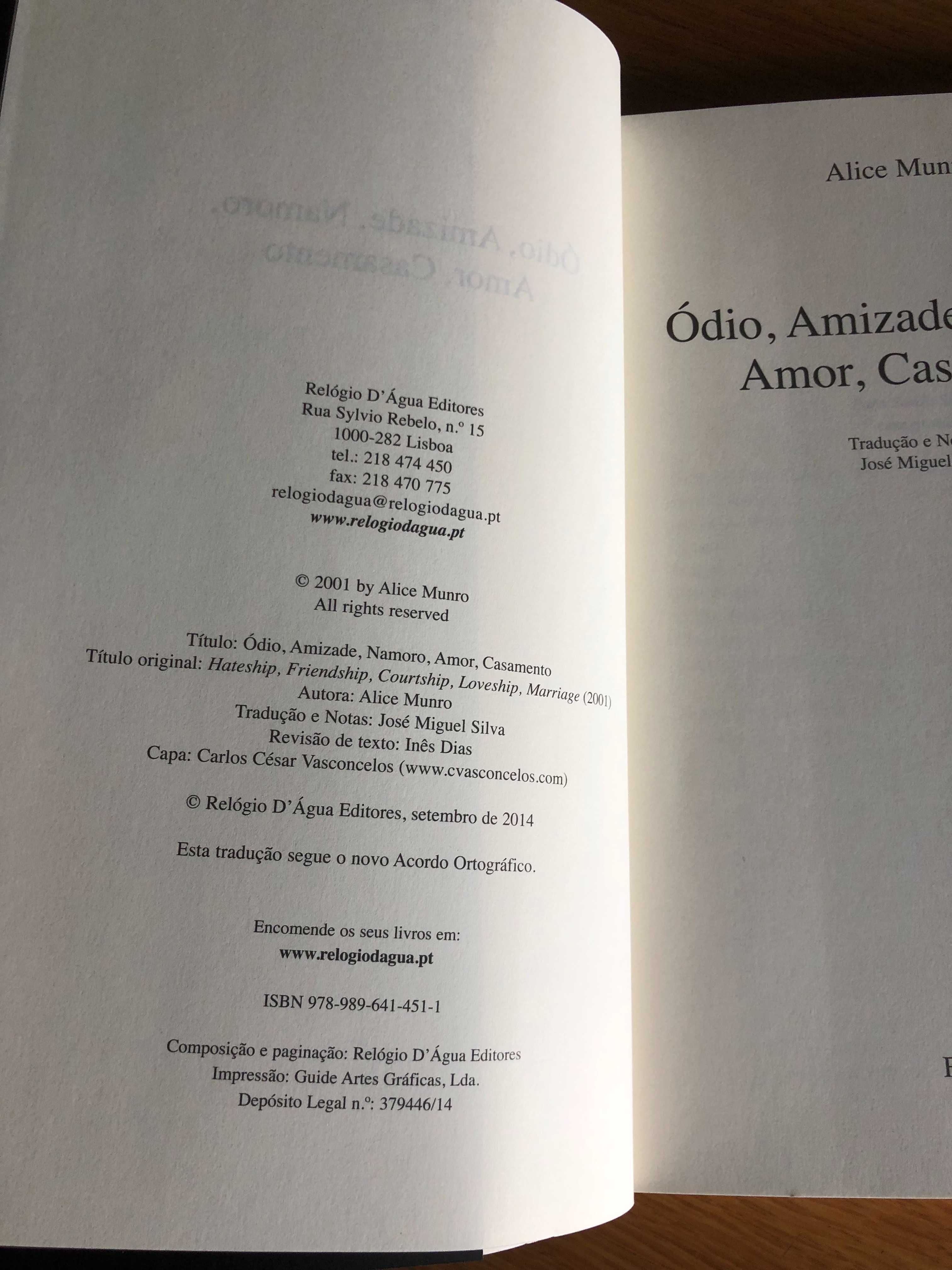 Ódio, Amizade, Namoro, Amor, Casamento    ALICE MUNRO