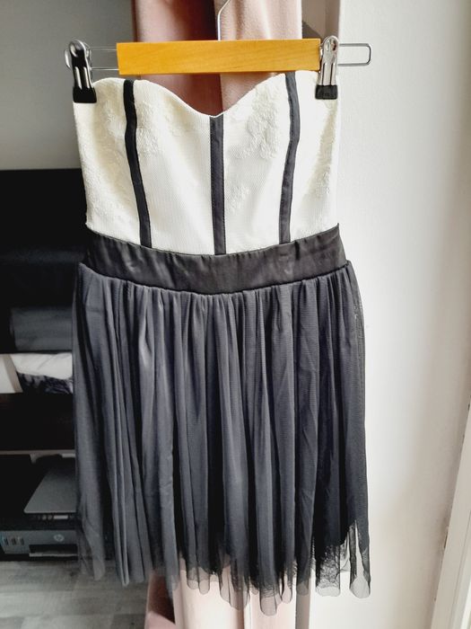 Tiulowa Xs pudrowa nude tiul koronka Koronkowa sukienka sexy