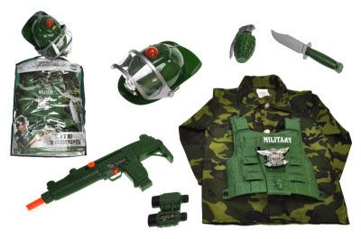 Набір військового (костюм 37*47см, шлем, пістолет, граната, ніж) в кул