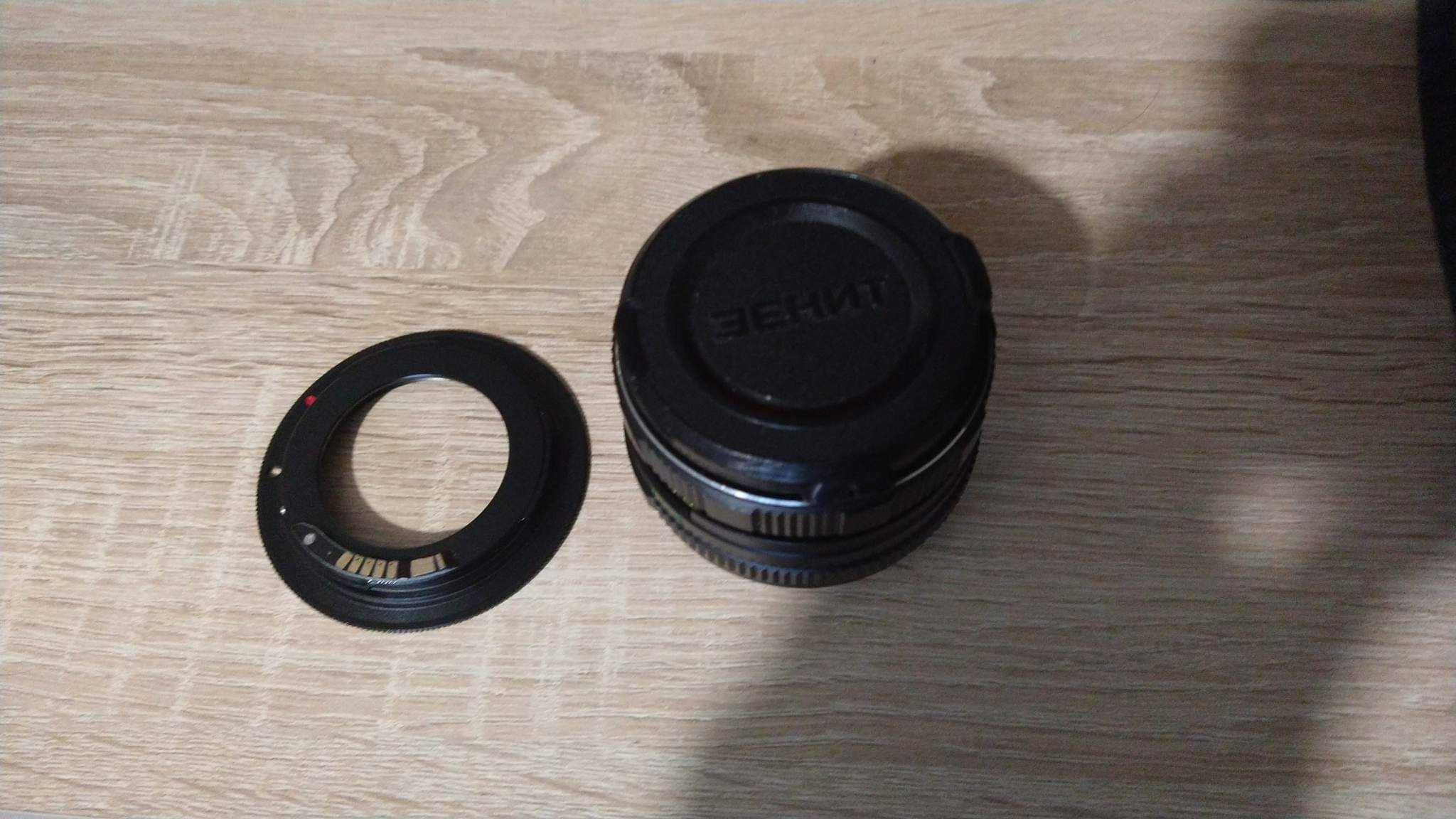 Obiektyw Helios 44M-7 plus adapter Canon EF z potwierdzeniem ostrości