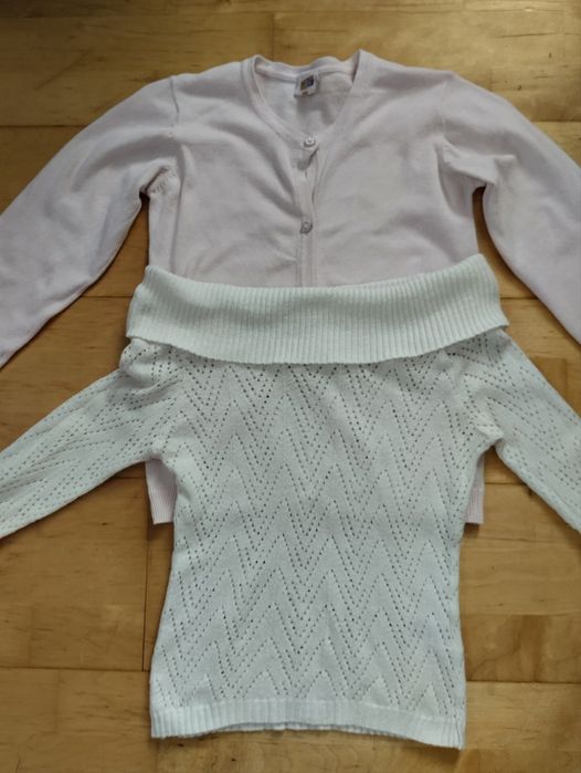 Sweter biały i różowy