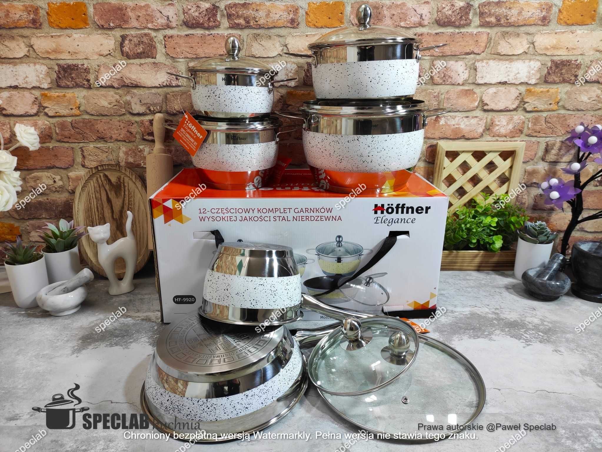 ZESTAW GARNKÓW 12 el HOFFNER HF-9920 White, Gaz, Indukcja, Halogen
