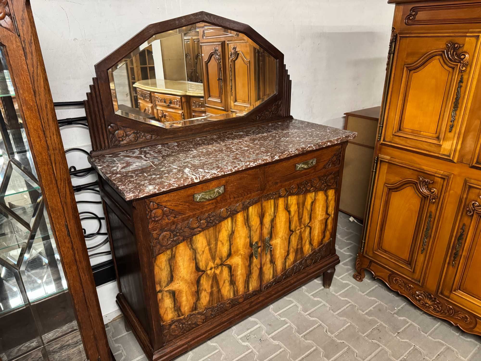 Komoda drewniana szafka pomocnik drewniany orzech Art Deco