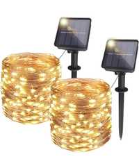 14M 120LED Girlandy Solar Outdoor Lights, [2 Pack]