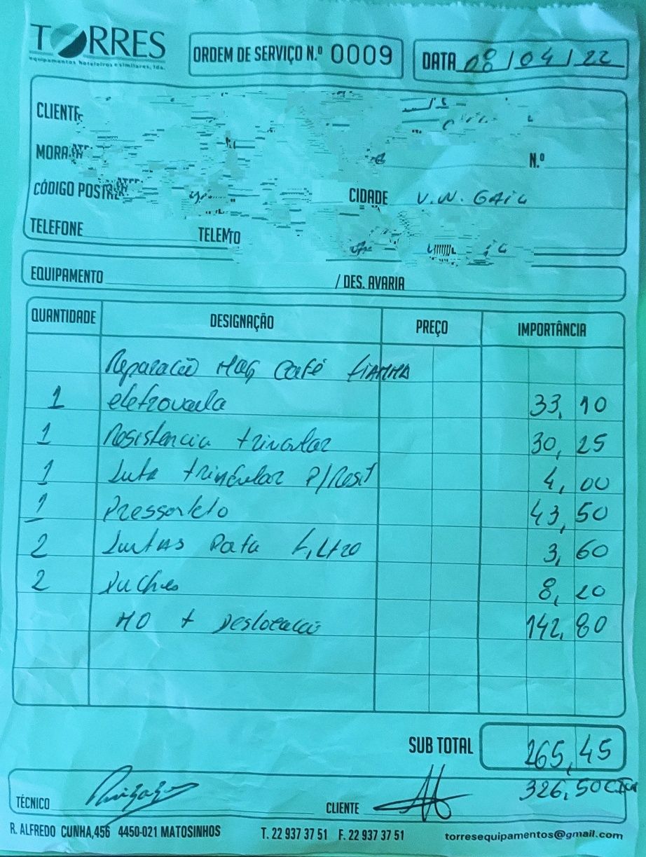 Máquina de café Fiamma toda retificada