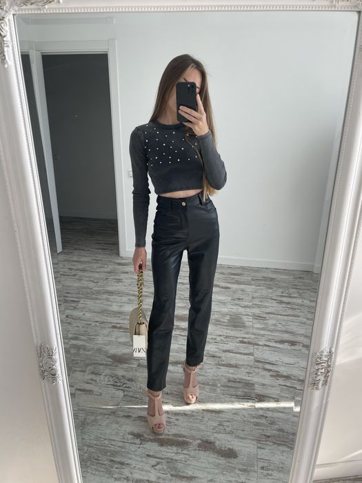 Штани під шкіру від zara модель мом 32,34,36