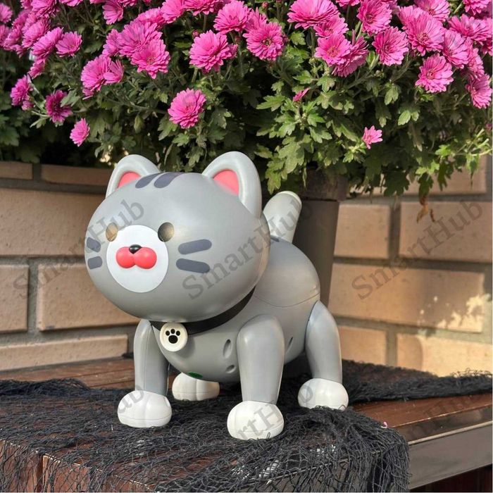 Інтерактивний Котик на радіокеруванні Пушинка сірий, Киця на пульті