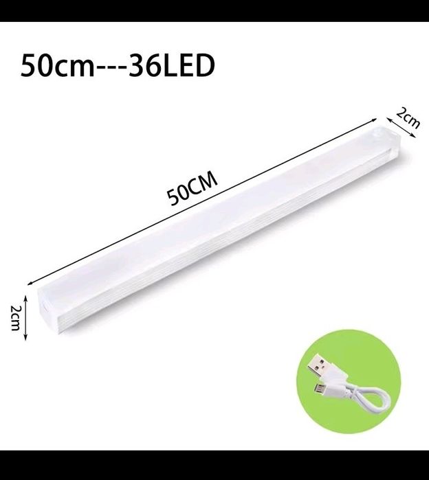 Listwa LED z czujnikiem ruchu 50cm barwa biała. Akumulator.