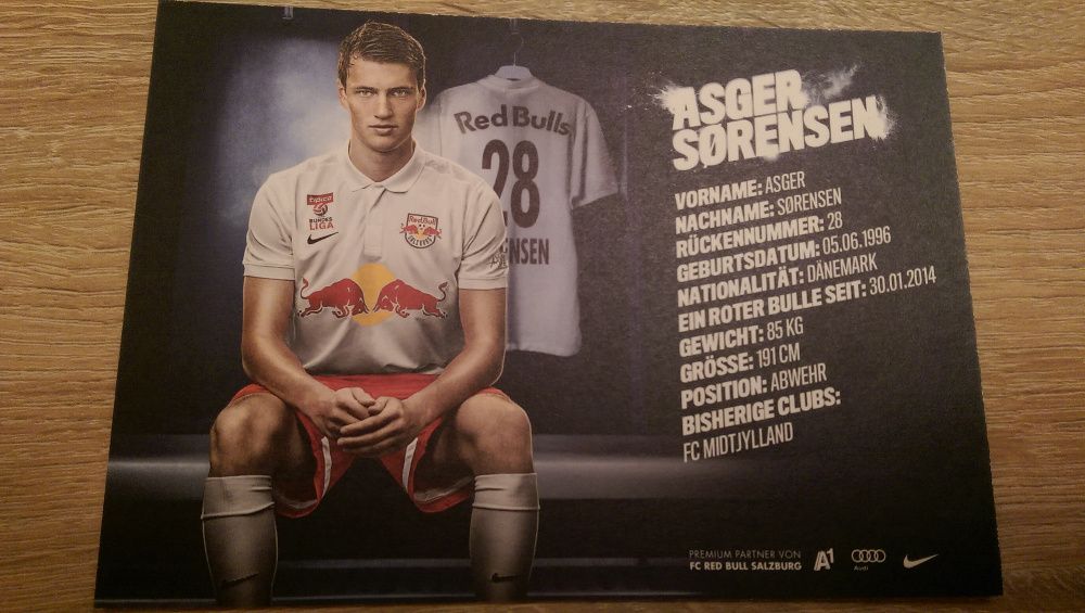 Autograf zawodnika Red Bull Salzbrg ASGER SORENSEN (Dania)