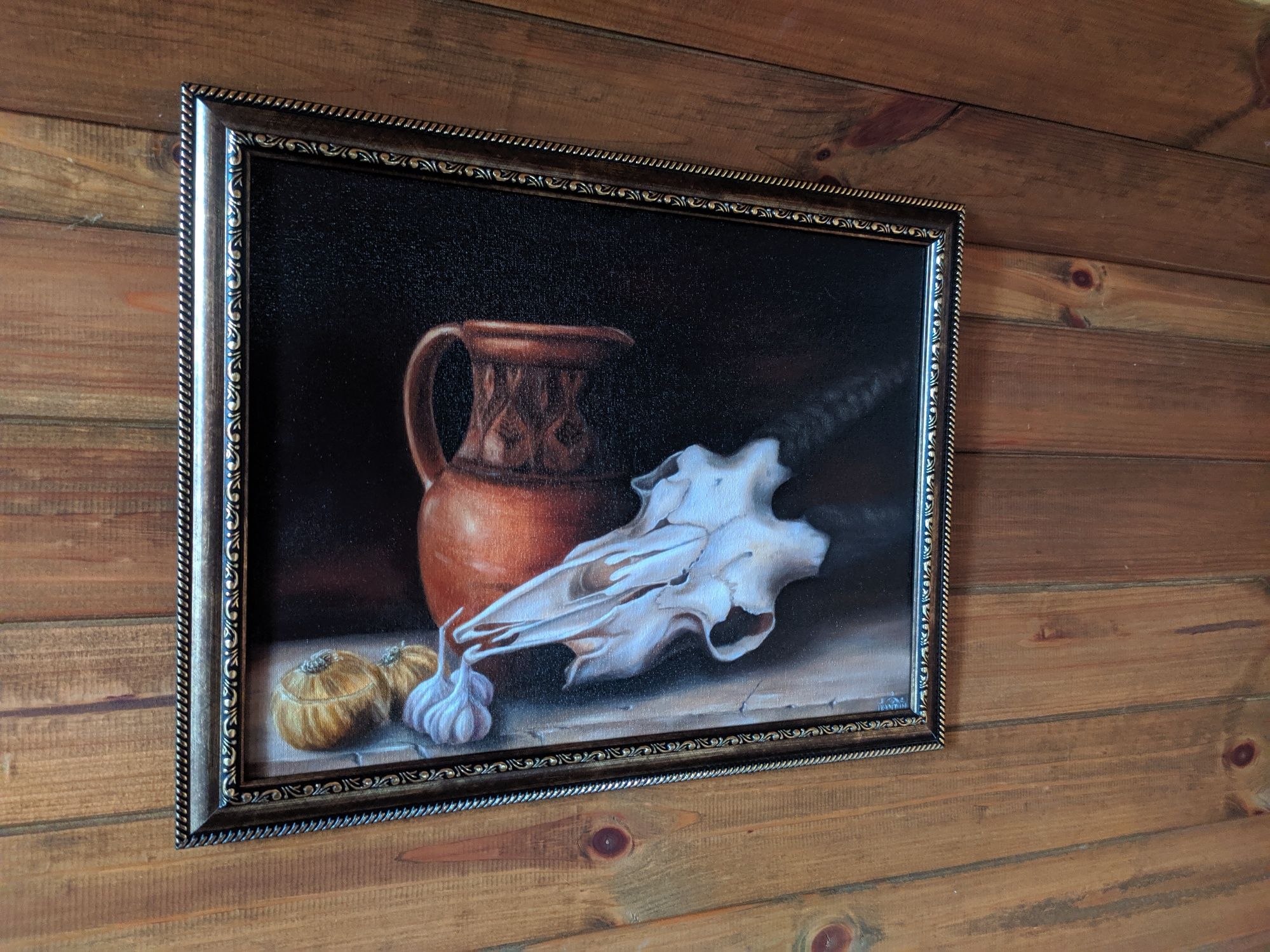 Картина Натюрморт «Череп кози та глиняний глечик»
