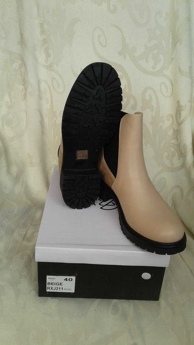 40 Workery botki trapery  damskie beżowe nude na płaskim