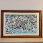 Quadro "ilustração, vista aérea de Albufeira" Anabela Costa 1999
