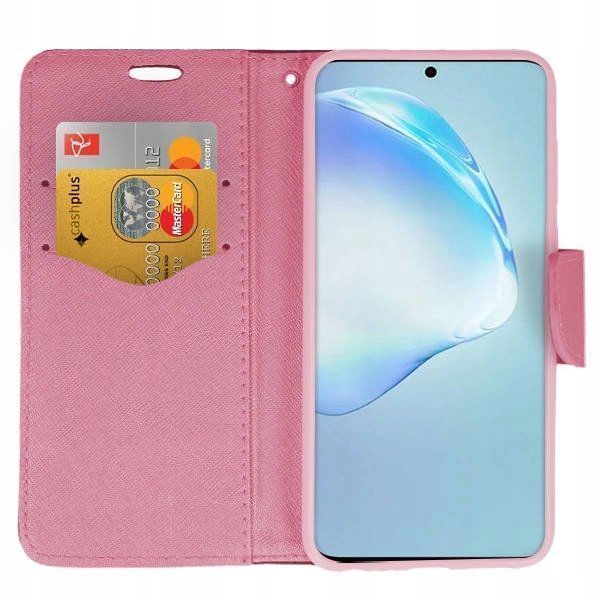 Etui Z Klapką Fancy Samsung S20+ / S20 Plus Czarno-Różowe