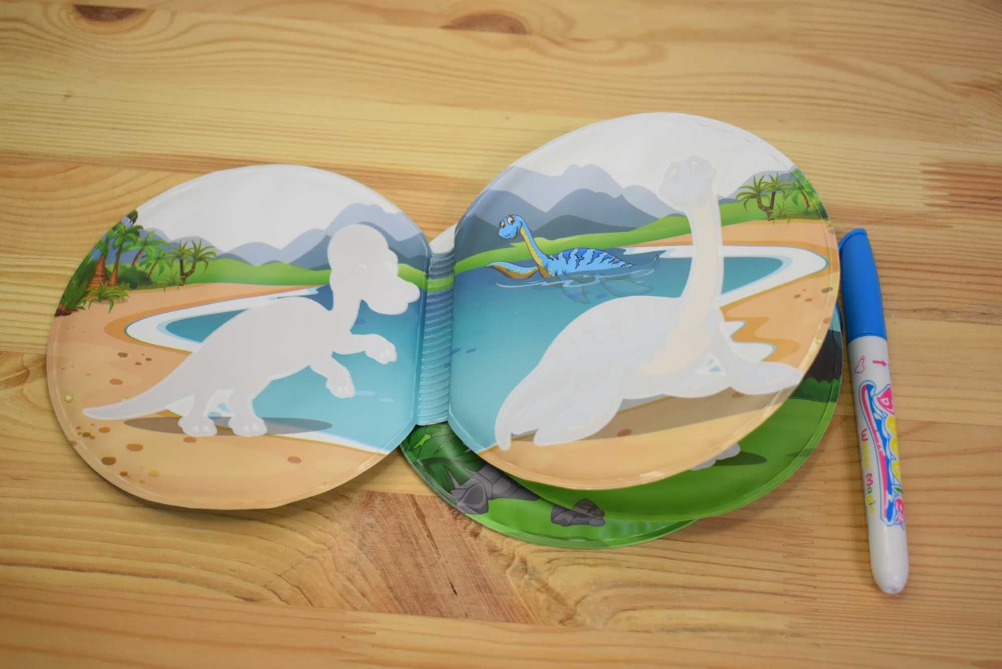 Багаторазова водяна розмальовка для малюків «Динозаври», пензлик