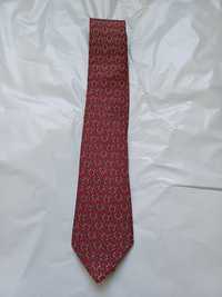Hermes bordowy jedwabny krawat