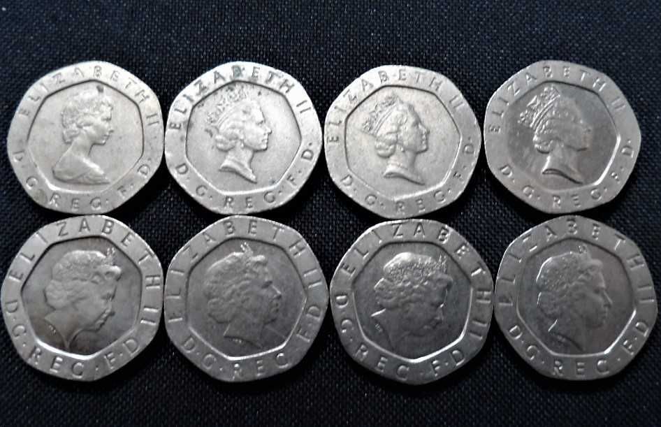 Moedas de coleção Twenty Pence.