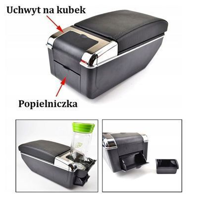 Podłokietnik Uniwersalny Ze Schowkiem Czarny