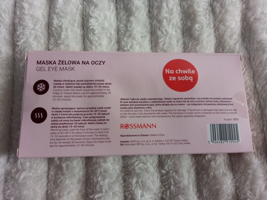 Nowa, zapakowana żelowa maska na oczy ciepło - zimno