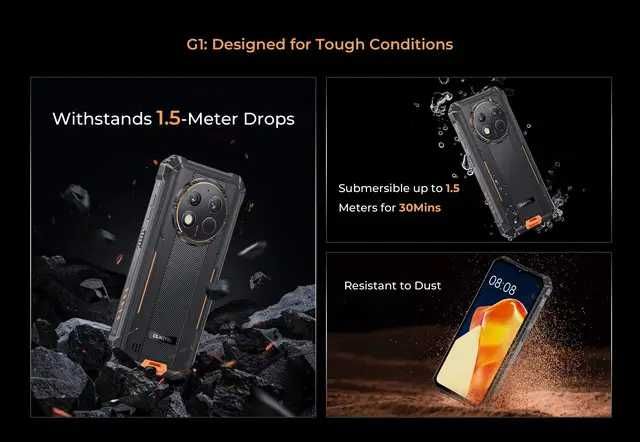 Смартфон Oukitel G1 Black 6/256Gb 10600mAh NFC Защищенный Global