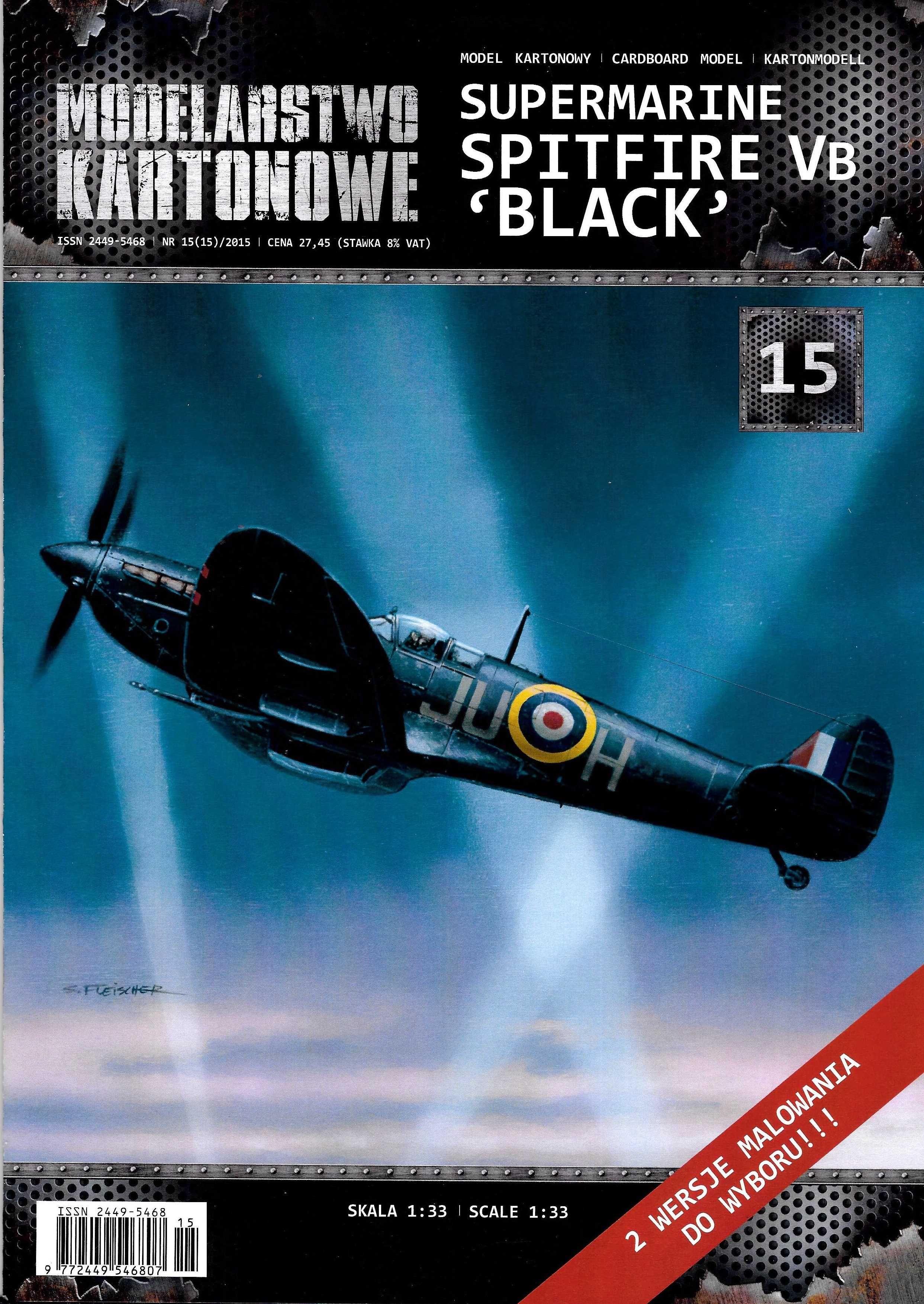 MK 15 Spitfire VB Black Modelarstwo Kartonowe modelarz