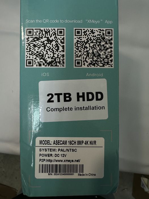 Rejestrator NVR ASECAM 16CH 8MP 4K z dyskiem 2TB HDD