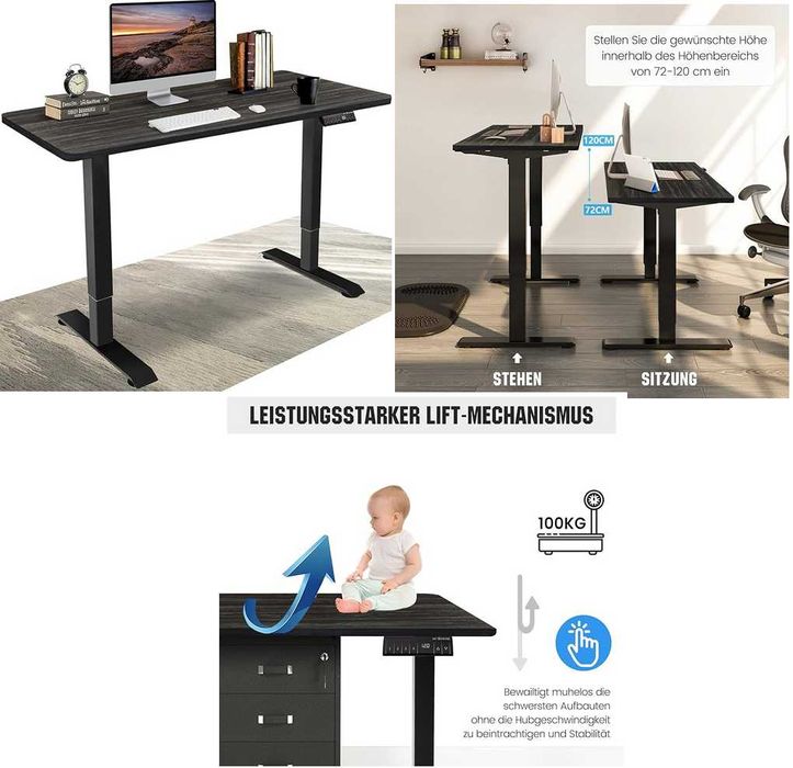 Mesa de pé elétrica de motor duplo de altura ajustável