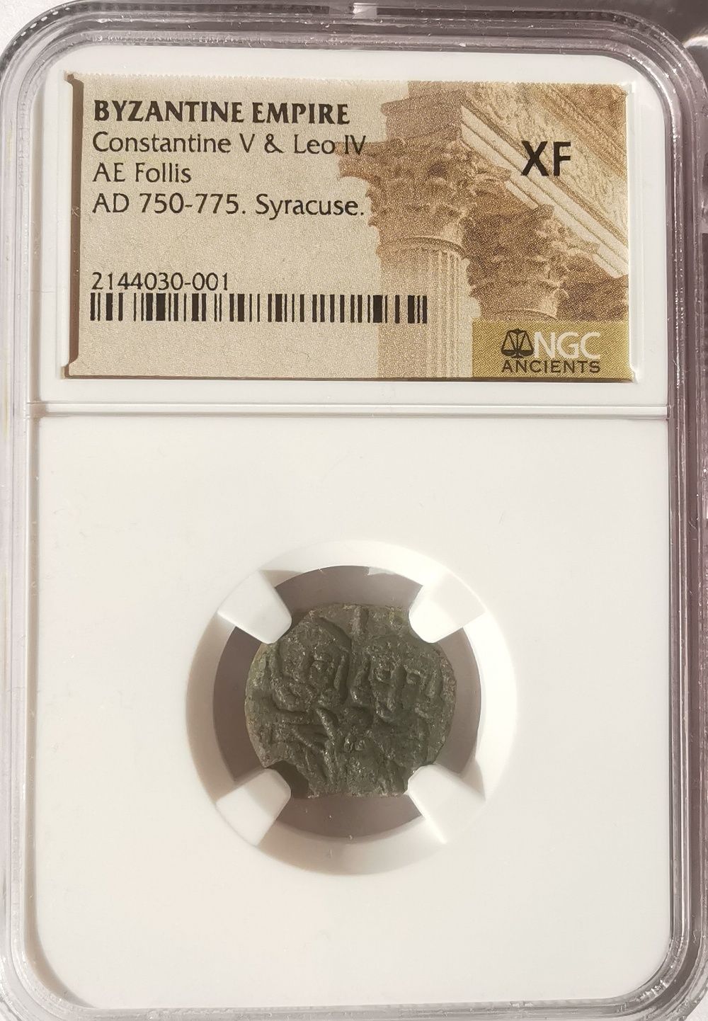 Moneta Follis - Konstantyn V & Leon III/IV - Ikonoklazm - grading NGC