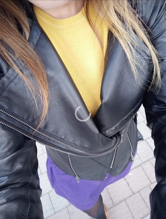 Натуральна жилетка з лисиці+шкіряна куртка