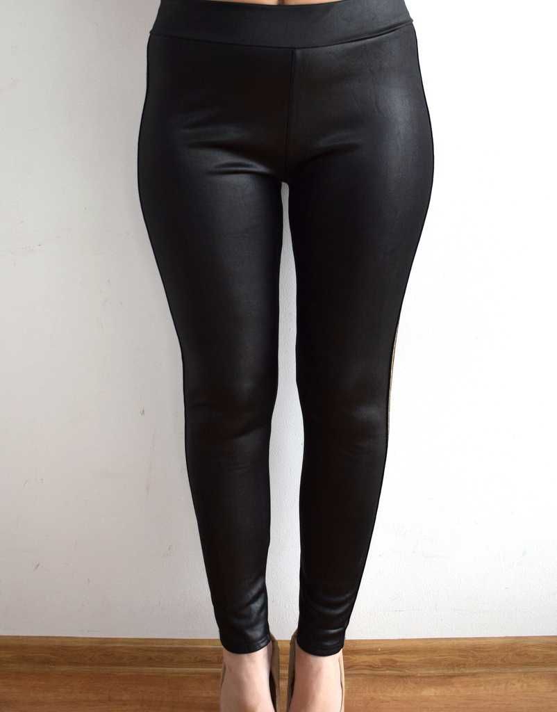 Leginsy woskowane wysoki stan xl xxl 42 - 44 czarne grube spodnie