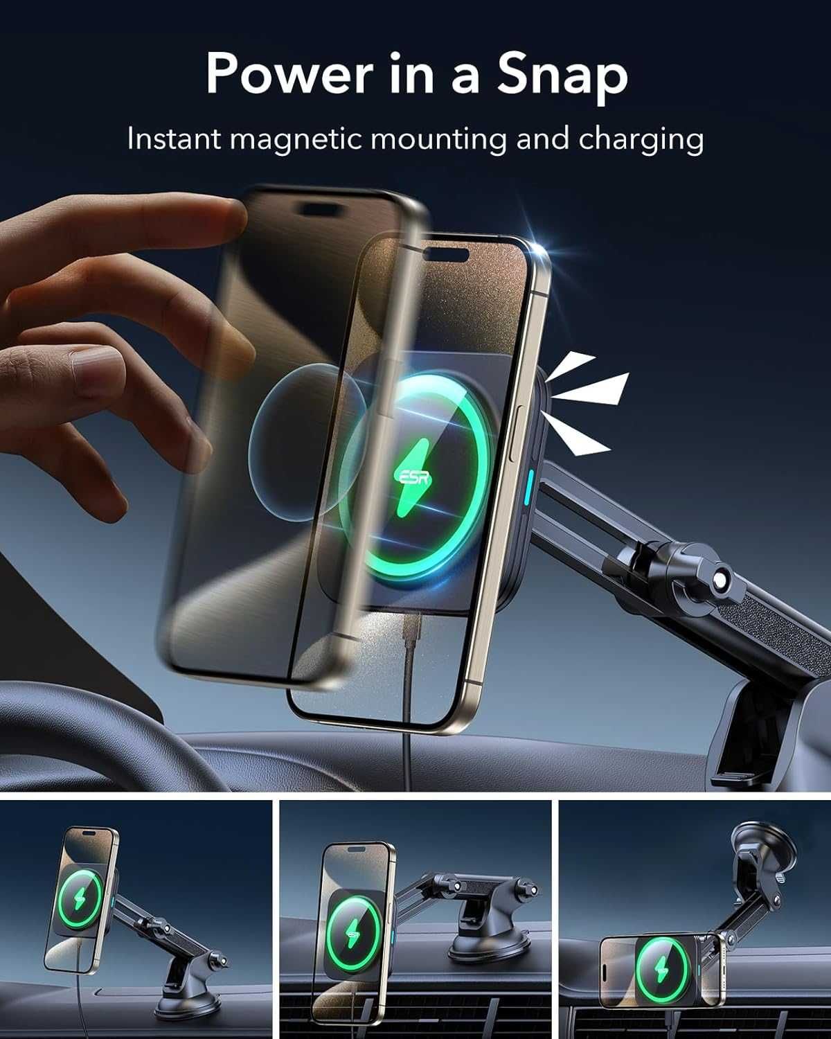 Uchwyt ESR Bezprzewodowa ładowarka samochodowa MagSafe  Iphone